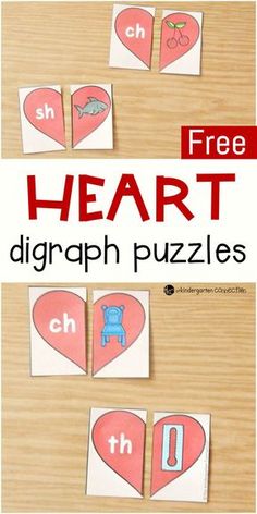 the printable heart word puzzles for kids to practice letter recognition