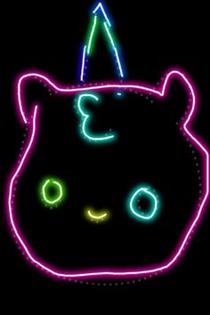 a neon sign with a cat face on it