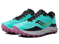 Saucony Peregrine 12 - Women's Shoes : Cool Mint/Acid : Get ready for a run or high-intensity workouts wearing the Saucony Peregrine 12 Shoes. Textile and PU upper. Textile lining and removable insole. Lace-up closure. Ultralight, durable mesh top layer. Round toe. Signature brand name logo on the tongue. Padded collar for enhanced comfort. Pull loops for easy wear and removal. PWRTRAC rubber lugs and cushioning. Textile and synthetic sole for added traction and durability. Imported. Measurement Mesh Trail Running Shoes In Green, Blue Trail Running Shoes With Breathable Mesh For Training, Synthetic Running Shoes With Boost Midsole For Outdoor, Green Mesh Trail Running Shoes With Boost Midsole, Blue Trail Running Shoes With Breathable Mesh For Sports, Green Mesh Trail Running Shoes With Breathable Design, Green Trail Running Shoes With Breathable Mesh, Blue Mesh Running Shoes For Outdoor, Blue Mesh Running Shoes For Outdoor Activities