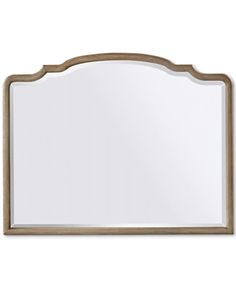 a mirror that is sitting on top of a white wall with wood trimmings