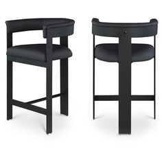 two black chairs sitting next to each other