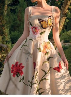 Women Flowers embroidery High Waist Pleated A-line Gown Summer Beach Slip Dress Fitted A-line Embroidered Summer Dress, Beige Floral Embroidery Midi Dress For Garden Party, Summer Midi Dress With Floral Applique, Summer A-line Midi Dress With Floral Embroidery, Floral Embroidered A-line Midi Dress For Summer, Beige Floral Embroidered Dress For Garden Party, Beige Floral Embroidery Dress For Garden Party, Spring Beach Dress With Floral Applique, Sleeveless Midi Dress With Floral Applique For Summer