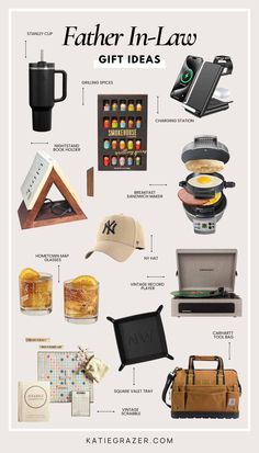 father - in - law gift ideas for him and his son, including personal items