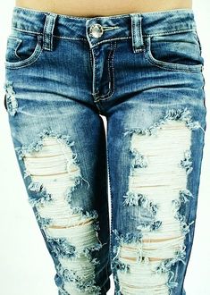 Machine Jeans Destroyed Ripped Distressed Womens Stone Washed Skinny Slim Spring Punk Distressed Jeans, Edgy Distressed Denim Blue Jeans, Casual Distressed Button-up Jeans, High-waisted Distressed Cotton Jean Shorts, Faded Distressed High-rise Jean Shorts, Dressing Sense, Denim Wear, Destroyed Jeans