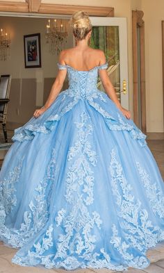 Light blue a-line quinceanera ball gown with sweetheart neckline and off the shoulder straps. Princess Quinceanera Dress With Sweetheart Neckline, Blue Princess Ball Gown For Quinceanera, Princess Style Blue Quinceanera Ball Gown, Sweet 16 Blue Gown With Sweetheart Neckline, Blue Gown With Sweetheart Neckline For Sweet 16, Blue Sweetheart Neckline Gown For Sweet 16, Blue Princess Quinceanera Dress For Debutante Ball, Blue Quinceanera Dress With Sweetheart Neckline For Prom Season, Blue Quinceanera Dress With Fitted Bodice For Prom