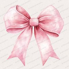 a watercolor painting of a pink bow