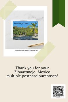 the front cover of a postcard with an image of a palm tree on it