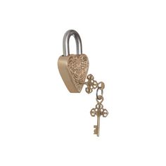 a heart shaped padlock with a key attached to it