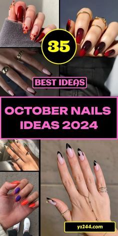 October Birthday Nail Designs, Autumn/halloween Nails, Halloween Or Fall Nails, Square October Nails, Nail Ideas For Fall 2024, October Nails 2024 Halloween, October Nails Ideas 2024, October Nails 2024 Trends, October Nails Coffin