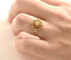 "A unique rose gold floral ring with a delicate clear or black diamond. Handcrafted craftmenship at it's best - 100% Top quality Gold, 100% handcrafted for each and every customer. Maya Mor Jewelry is dedicated to contemporary and avant-garde jewelry and to one-of-a-kind pieces that are personally designed and created by Maya. The jewels are handmade with skillful goldsmithing work and advanced technologies, comfortable to wear due to their ergonomic shapes and carefully finished with the passio Mandala Ring, Tiny Diamond Ring, Lotus Flower Ring, Avant Garde Jewelry, Mandala Jewelry, Lotus Ring, Gold Flower Ring, Vintage Gold Rings, Gold Mandala