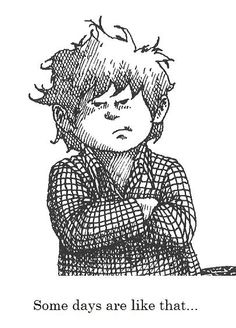 a black and white drawing of a boy with his hands folded in front of him