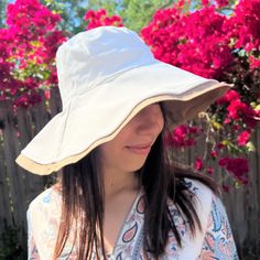 FREE Standard U.S Shipping on all orders over $35 Extra Wide Brimmed Spring Summer Hat Womens Reversible Large Brim Urban Boho Sun Hat Crushable Packable Walking Travel Elegant Vacation Honeymoon Ladies Hat This spring summer hat has an extra wide 5 inch brim. Removable & adjustable chin strap/ drawstring for windy days. Reversible double-sided hat. The brim can be turned up or turned down. It's easy to take shape you want due to bendable wire. It is an elegant accessory for women. This wide bri Cheap Yellow Casual Sun Hat, Summer Outdoor Sun Hat, Lightweight Casual Bucket Hat, Casual Sun Hat With Upf 50+, Lightweight Outdoor Hat, Lightweight Spring Bucket Hat, Lightweight Adjustable Bucket Hat, Beige Upf 50+ Bucket Hat For Travel, Cream Lightweight Sun Hat One Size Fits Most