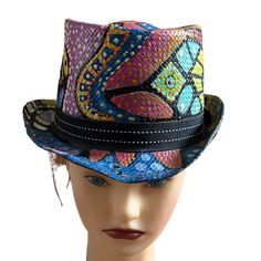 Peter Grimm Women's Hand Painted Short Brim Fedora Straw Hat Wearable Art, Folk Art Braid And Hard Shaped (Non-Crushable). Acrylic Paints Used In Artwork Will Not Bleed If Wet. Pet And Smoke Free Home I'm God Multicolor Summer Fedora With Short Brim, Multicolor Summer Fedora For Festival, Spring Multicolor Fedora One Size Fits Most, Bohemian Fitted Sun Hat With Short Brim, Summer Festival Wide Brim Top Hat, Fitted Bohemian Straw Hat With Short Brim, Fitted Bohemian Sun Hat With Short Brim, Multicolor Adjustable Fedora With Short Brim, Adjustable Multicolor Fedora With Short Brim