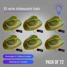 EL WIRE Light Up Iridescent Space Gold Cowboy Hat - Pack of 72 Hats Birthday Dance, El Wire, Space Cowboy, Space Cowboys, Wire Lights, Glow Party, Crazy Funny, Cowboy Cowgirl, Cowgirl Hats