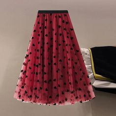 Women's Double-Layered Mesh Midi Skirt Romantic Skirt, Bridesmaid Skirt, Skirt School, Mesh Midi Skirt, Holiday Skirt, Prom Skirt, Bridesmaid Skirts, Red Outfits, Mesh Embroidery