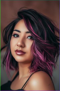 Discover 30 stunning fall hair colors, from rusty red to deep teal, perfect for adding warmth and style to your look this season. Purple Tipped Hair, Fall Vivid Hair Color Short Hair, Hair Color Inspiration For Short Hair, Shaggy Bobs, Hair Refresh, Edgy Hair Color, Rambut Brunette, Vivid Hair, Vivid Hair Color