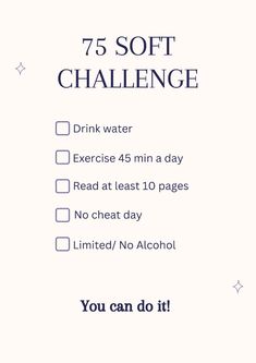 Looking for a new challenge? Check this 75 soft challenge!  You can do this..  #75soft #challenge Healing Recipes, Glo Up, New Challenge, Healthy Lifestyle Inspiration, Workout Aesthetic, Personal Health