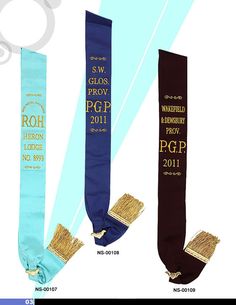 Royal Antediluvian Order of Buffaloes RAOB - Sashes - Bricks Masons Metal Horns, Diamond Ribbon, Personalized Logo, Green Ribbon, Blue Ribbon, Red Ribbon, R A, Custom Logos, Buffalo