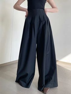 SIZE S:Waist:68cm,Hip:146cm,Thigh:114cm,Length:113cm M:Waist:72cm,Hip:150cm,Thigh:116cm,Length:114cm L:Waist:76cm,Hip:154cm,Thigh:118cm,Length:115cm Note: 1 inch = 2.54 cm, 1 cm = 0.39 inch note: measurement by hands allow 2-3cm errors which is normal Black High Waist Bottoms, Black Wide-leg Pleated Pants, High-waisted Black Pleated Pants, High Waist Black Pleated Pants, Baggy High-waisted Pleated Bottoms, Casual Black Wide Leg Pleated Pants, Casual Black Pleated Wide Leg Pants, Black Wide Leg Pleated Pants, Pleated Black Wide Leg Pants For Summer