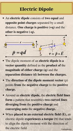 electric dipole an electric dipole consists of two equal and opposite point charges separated by a small object