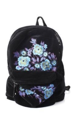 Painted Backpack, Velvet Backpack, Velvet Embroidery, Embroidered Backpack, Mini Mochila, Floral Backpack, Embroidered Velvet, Cute Backpacks, Christopher Kane