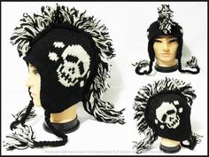 Handmade Black Skull Mohawk Hat -Handmade from Nepal-100% Wool-Fashionable -Skull Style-Lining Inside-Unisex Dimensions of the Hat-22'' Around-Adult Size Return Policy: If you are not satisfied with your item, you must return your item in 7 days. After 7 days, there will be no refund. If you have any more questions, feel free to contact me. Please make sure to leave 5 stars and leave a good review! Pom Pom Shorts, Logo Hat, Skull Logo, Native Design, Black Skull, Skull Fashion, Aztec Designs, Black Skulls, Handmade Hat