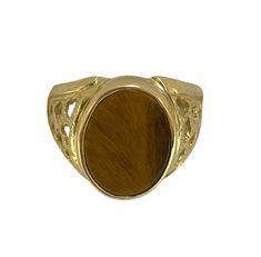 ● Mens Real Gold 14K Solid Yellow Gold Tiger Eye 14 Karat Ring Mens Jewelry ●Metal : 14K Solid Yellow Gold ●Purity : 14k with authenticity stamp ●Shape : Lion Face Round on Black Onyx ● Size: 10 ● Weight: Approx 6.2 Grams ● Size: (Message us for custom size) If sizing is needed then message before placing your order for the price. The item will not be eligible for return if the sizing is done also the price will change if sizing is needed. ●Condition : Brand New ●Complimentary Premium Jewelry bo Classic 14k Gold Brown Ring, Classic Brown Signet Ring For Anniversary, Classic Brown Rings With Polished Finish, Brown Polished Signet Ring For Anniversary, Brown Polished Finish Signet Ring For Anniversary, Brown Polished Finish Signet Ring For Formal Occasions, Formal Brown Signet Ring With Polished Finish, Classic Brown Signet Ring, Classic Brown Hallmarked Rings