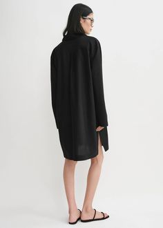 Jacquard stripe tunic shirt black – TOTEME Chic Oversized Tunic For Loungewear, Chic Tunic Shirt Dress For Work, Long Sleeve Tunic With Placket For Work, Chic Oversized Shirt Dress With Shirttail Hem, Chic Relaxed Fit Tunic For Daywear, Chic Tunic With Shirttail Hem For Daywear, Chic Oversized Shirt Dress With Placket, Chic Oversized Shirt Dress For Work, Elegant Oversized Shirt Dress With Placket