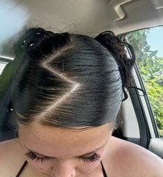 Zig Zag Hair Styles, 2000s Zig Zag Hair, Zig Zag Hair Part Hairstyles, Zig Zag Pigtails, Slim Hairstyles, Zig Zag Space Buns, How To Do Zig Zag Hair Part, Zig Zag Slick Back, Zig Zag Part Hairstyles