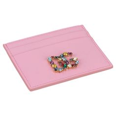 Dolce & Gabbana brand new baby pink calf leather credit card wallet with multicolor rhinestone logo . Comes with booklets, tag, authenticity card, original dustcover and original box. Luxury Pink Wallet On Chain For Formal Occasions, School Baddie, Designer Card Holder, Leather Credit Card Wallet, Baby Rosa, Pink Jewels, Credit Card Wallet, Material Girl, Material Girls