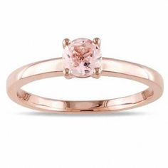 Pledge your love and commitment to her with this exquisite promise ring. Expertly crafted in precious 10K rose gold, the eye is drawn to the 5.0mm round pink morganite gemstone at the center. Thought to be the gemstone of the universal heart, this soft pink sparkler needs no other accompaniment. A generous gift of love, this ring is finished with a bright polished shine. Promise Rings Rose Gold, Marrying Rich, Morganite Solitaire Ring, Gold Topaz Ring, Cute Promise Rings, Rings Rose Gold, Morganite Gemstone, Rose Gold Morganite, Gold Topaz