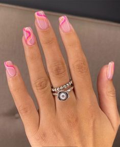 Pink Summer Nails, Spring Acrylic Nails, Acrylic Nails Designs, Short Square Acrylic Nails, Cute Summer Nails, Cute Gel Nails, Short Acrylic Nails Designs