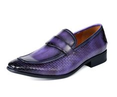 Let Amali's Wren purple dress loafers be your perfect combination of traditional elegance and modern style. These stylish shoes are more than just part of your outfit; they embody refined sophistication and contemporary flair. They are designed for the gentleman who appreciates both aesthetics and function, delivering unmatched comfort and impressive design. Experience comfort and distinction at any formal event with these men's woven loafers. Wren Purple's essential addition to your wardrobe is Formal Purple Leather Shoes With Leather Sole, Spring Formal Monk Strap Shoes With Leather Sole, Elegant Slip-on Monk Strap Shoes For Spring, Elegant Purple Leather Shoes With Round Toe, Formal Wingtip Loafers For Spring, Spring Formal Slip-on Dress Shoes, Formal Slip-on Dress Shoes For Spring, Formal Wingtip Slip-ons For Spring, Elegant Purple Formal Loafers