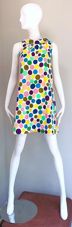 Multicolor Cotton Mod Dress, Multicolor Mod Cotton Dresses, Vintage Closet, 60s Mod, Mod Dress, Dress For Sale, Vintage 60s, Cotton Dress, Cotton Dresses