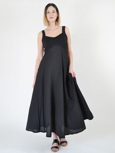 Black Empire Waist Dress, Long Sundress, Structured Dress, Empire Waist Dress, Empire Dress, Waist Dress, Wide Straps, Full Skirt, Style Board