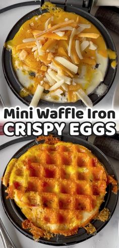 the waffle iron crispy eggs are ready to be eaten