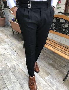 Product Details Color: Black Shell: 68% Viscose, 30% Polyester & 2% Lycra Fitted Dry Clean Package Include: Pants Only Web ID: T3384 Size & Fit Approximate model height: 5'8" 176 cm, Weight: 152 lbs, 68Kg, and is wearing Size: 31W Pleated Black Pants, Black Slim Fit Pants, Hindu Tattoos, Men Lifestyle, Jeep Photos, Buckle Pants, Corset Black