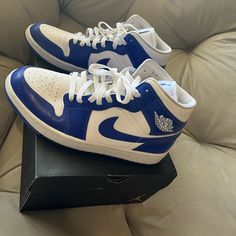 Air Jordan - Classic Royal Blue And White. Size 9.5 Men’s Basically Brand New ; Only Worn Once; Great Condition Classic Blue High-top Sneakers With Contrast Sole, Classic Blue Sneakers With Contrast Sole, Classic Blue Leather High-top Sneakers, Blue Classic High-top Sneakers For Sports, Classic Blue High-top Sneakers For Sports, Classic Blue Lace-up High-top Sneakers, Classic Blue Lace-up Sneakers, Casual Blue Jordan Shoes With Rubber Sole, Classic Blue High-top Sneakers For Streetwear