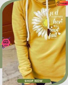 Yellow Shift Floral Casual Cotton Sweatshirt Cotton Hooded T-shirt For Fall, Casual Spring Hoodie Top, Hooded Cotton T-shirt For Fall, Summer Letter Print Hoodie Top, Hooded Letter Print Top For Summer, Fall Letter Print Hooded T-shirt, Fall Hooded T-shirt With Letter Print, Yellow Letter Print Sweatshirt For Fall, Yellow Casual Sweatshirt For Spring