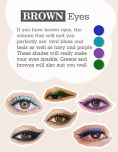 What Suits You?! | Beauty and the Boutique Brown Eye Makeup Colors, Colours That Make Brown Eyes Pop, Color Seasons Eyes, Deep Winter Makeup, Color Analysis Eye Pattern, Winter Eye Pattern Color Analysis, Spring Eye Pattern Color Analysis, Eyeliner Brown Eyes, Makeup By Season