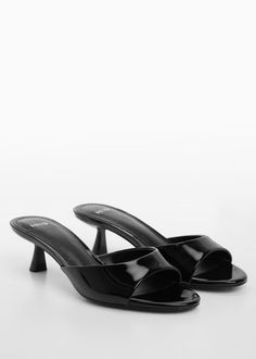 Mango Heels, Black Kitten Heels, Kitten Heel Sandals, Cute Heels, Slingback Shoes, Girly Shoes, Aesthetic Shoes, Heeled Sandal, Black Sandals Heels