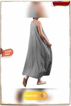 Women Summer Sleeveless Check Plaid Baggy Sundress Shirt Dress Oversized Cotton Casual Maxi Dress, Casual Sleeveless Maxi Dress For Spring, Casual Sleeveless Cotton Maxi Dress, Casual Cotton Sleeveless Dress, Casual Sleeveless Cotton Sundress, Oversized Cotton Maxi Dress For Summer, Casual Oversized Maxi Dress For Day Out, Oversized Casual Summer Maxi Dress, Oversized Casual Maxi Dress For Daywear