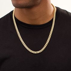 Command attention with the timeless yet fashion-forward look of this Italian gold curb chain necklace for men. Crafted in warm hollow 10K gold This classic curb chain showcases a 7.6mm-wide design for a bolder and eye-catching look. The 24.0-inch necklace secures with a lobster claw clasp. Man Gold Necklace, Gold Mens Jewelry, Classic Cuban Link Curb Chain Necklace, Tarnish Resistant Cuban Link Necklace For Formal Occasions, Tarnish Resistant Cuban Link Necklace For Formal Events, Formal Cuban Link Box Chain Necklace, Classic Cuban Link Curb Chain, Cross Necklace Aesthetic Men, Classic Gold Cuban Link Necklace