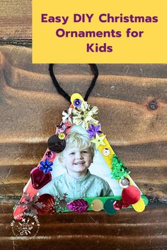 an ornament with the words easy diy christmas ornaments for kids on it