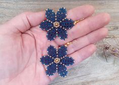 Flowers earrings Navy & gold Huichol beaded earrings Large | Etsy Wedding Bride Jewelry, Gold Bead Earrings, Gray Earrings, Crystal Bags, Great Gifts For Women, Bead Loom Bracelets, Navy Gold, Hippie Jewelry, Large Earrings