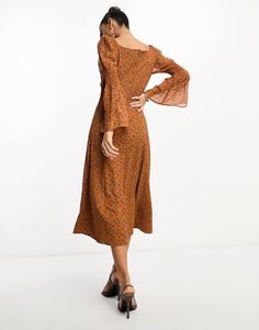 Dresses by French Connection Dress the part Square neck Puff sleeves Zip-back fastening Regular fit French Connection Dress, Floral Shop, Sleeve Maxi Dress, Long Sleeve Maxi, Brown Floral, Floral Style, French Connection, Long Sleeve Maxi Dress, Puff Sleeves