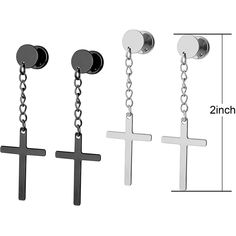 Material: Stainless Steel Condition: Never Used, Good Quality Black Cross Earrings Men, Black Cross Earrings, Black Cross Metal Earrings, Cheap Pierced Cross-shaped Earrings, Black Cross-shaped Earrings For Gift, Cross Earrings, Black Silver, Jewelry Earrings, Women Jewelry