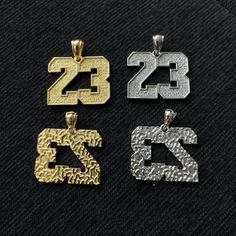 "23 number pendant. -Solid genuine 925 sterling silver with 14k yellow gold or white gold plating. -Weighs 5.5 grams. -1 inch wide. -Has \"14k\" engraved on the bale. -Can fit up to 5mm chain on the bale. -Pendant only, does not come with chain. -Comes in gift box. -Very good quality/detail! -Looks even better in person. Pictures don't do justice. -NEW! FAST SHIPPING!*TRUSTED SELLER**3900+ TRANSACTIONS* -Check out my other jewelry listings in my store! -Message me with any questions!" Silver Jewelry Stamped 14k For Birthday, Silver Jewelry Stamped 14k For Birthdays, 23 Number, Leather Knitting, Leather T Shirt, Linen Romper, Fall Accessories, T Shirt Yarn, Small Handbags