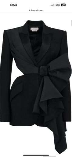 Spring Party Blazer With Structured Boning, Fall Party Outerwear With Structured Boning, Fall Party Outerwear With Bow, Elegant Bow Outerwear For Spring, Elegant Spring Outerwear With Bow, Black Alexander Mcqueen, Suit Jackets For Women, Van Cleef Arpels, Suit Fashion