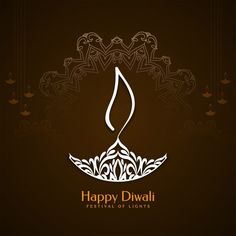 happy diwali festival card with an artistic design